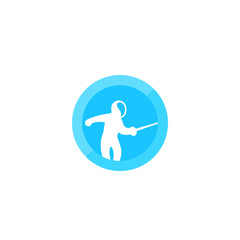 Fencing vector logo with fencer