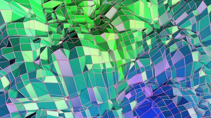 Low poly abstract background with modern gradient colors. Blue green 3d surface 19