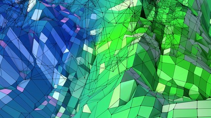Low poly abstract background with modern gradient colors. Blue green 3d surface 21