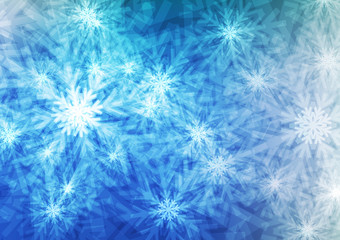 Light Snowflake or Crystal on Blue background,winter concept;Vector; Illustration.