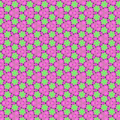 pattern with green sakura on pink background