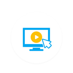 play video and cursor vector icon