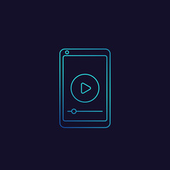 play video in smartphone screen linear icon