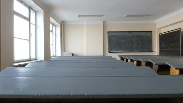 Empty lecture hall, auditorium, classroom.
