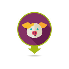 Pig vector pin map icon. Animal head vector
