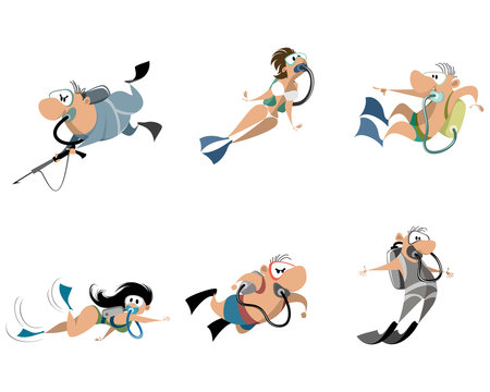 Set of scuba divers