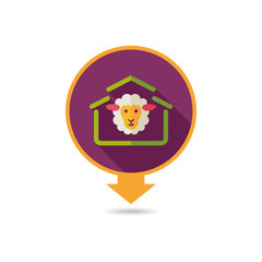 Sheep house vector pin map icon