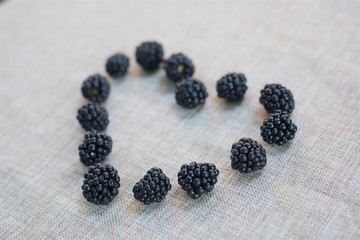 blackberries are the dishes on the table