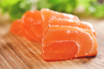  Macro shot of sushi, sashimi, uramaki and nighiri. typical Japanese dish consisting of rice, salmon or tuna,shrimp and fish eggs soaked in soy. Concept: Japanese restaurant, sushi, 