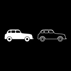 Fototapeta na wymiar Retro car icon set white color illustration flat style simple image