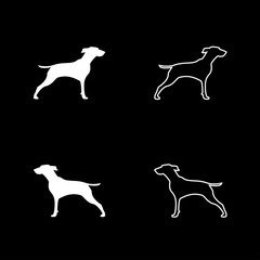 Hunter dog or gundog icon set white color illustration flat style simple image