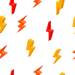 Set of lightning on a white background. Isometric 3d