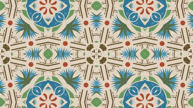 Kaleidoscope seamless loop sequence mandala patterns abstract multicolored motion graphics background. Ideal for yoga, clubs, shows