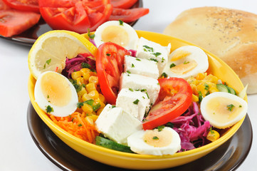 Breakfast healthy salad. Diet salad with full of proteins and vitamins very good for breakfast.
