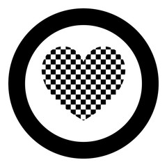 Heart with square icon black color in circle