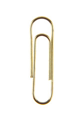 golden paper clip isolated on white background