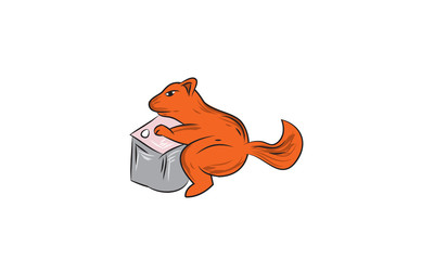 fox cartoon animal logo vector