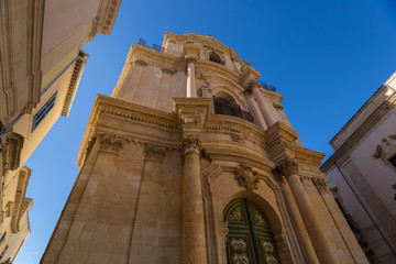 Fototapeta na wymiar Facade of San Michele Arcangelo Church in Scicli