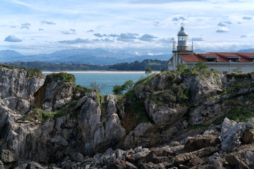 Fototapeta na wymiar Santander coast lighthouse