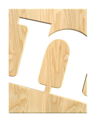 Light wood alphabet, isolated on a white background. 3D Illustration.