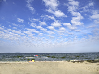 View of the beach On a clear day A tourist attraction of Chonburi, Thailand, is in summer.