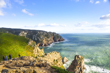 Obraz premium Cabo da Roca, Portugal. View of the Atlantic from the cliff