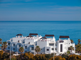 Fototapeta na wymiar White houses, holiday apartments; at costa del sol, spain