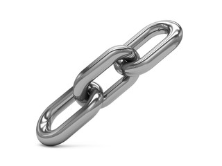 3D rendering of three links isolated on white. Lock, connection concept.