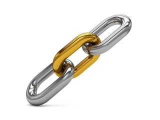 Obraz premium 3D rendering of three links isolated on white. Lock, connection concept.