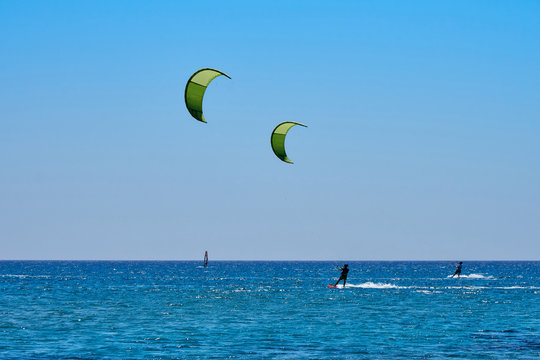 Kitesurfers on prasonisi
