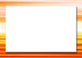 Obraz premium Mock up template with big white rectangular text box. Striped border, abstract orange, yellow background. Horizontal frame for scrapbook, photo albums, postcards, posters, flyers, web, presentations 