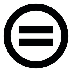 Sign equally black icon in circle vector illustration isolated .