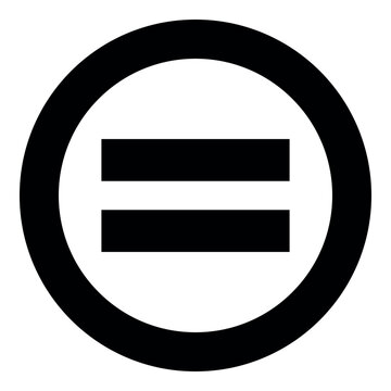 Sign equally black icon in circle vector illustration isolated .