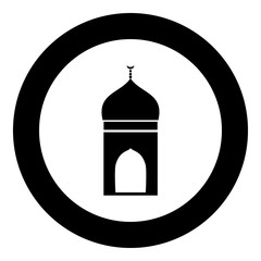 Mosque icon black color in circle