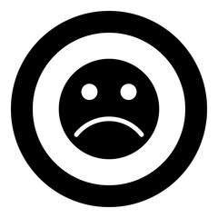 Sad emoticon icon black color in circle
