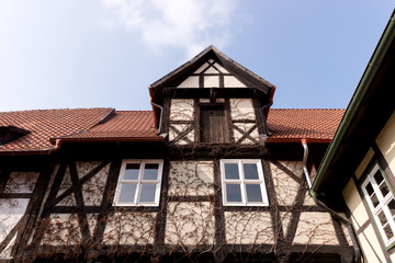 Medieval half-timbered house in the center of the city Wernigerode, Germany