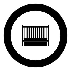 Baby bed icon black color in circle