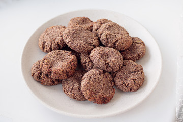 Healthy whole-grain cookies, energy snack, vegan and vegetarian sweets, homemade baked biscuits for dessert