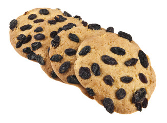 biscuits with raisins isolated on white background