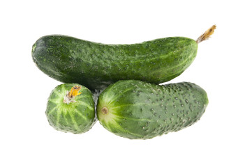 juicy, fresh cucumbers isolated on white background