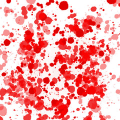 red watercolor ink spot splatter pattern on white background, vector illustration