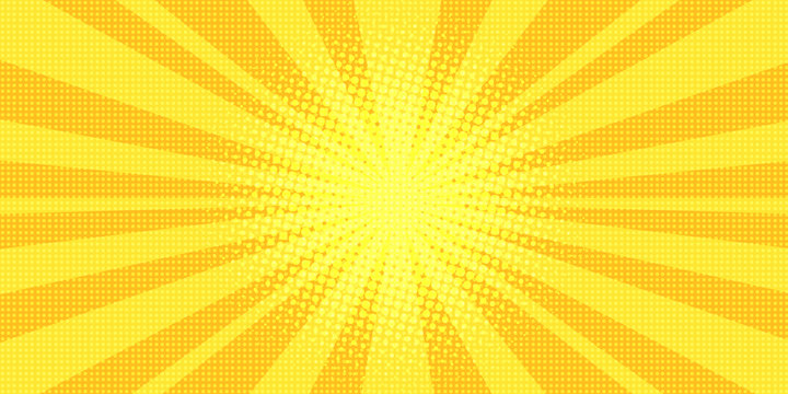 Yellow Rays Background Pop Art