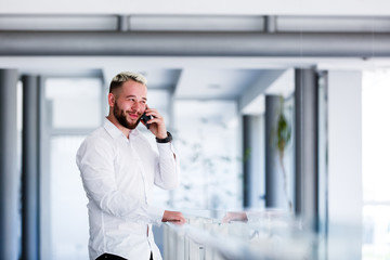 Young Dealer Made Phone Call At Workplace