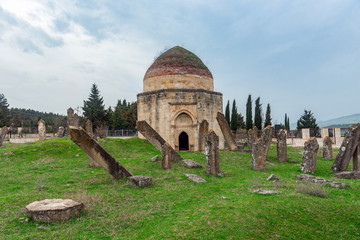 Ancient mausoleum and cemetery, Yeddi Gumbez komplex , Shamakhi city, Azerbaijan