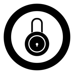 Lock icon black color in circle