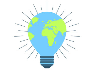 Earth day, 22 April. Clean energy, light bulb. World Environment Day. Vector illustration