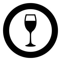 Glass of wine icon black color in circle
