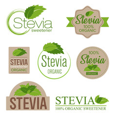 stevia sweetener sugar substitute label set - obrazy, fototapety, plakaty