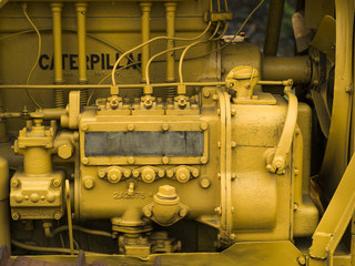 Clost up of the engine of caterpillar truck, British Columbia, Canada - 199300352