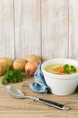 Potato soup with roasted onions